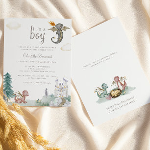 Invitation Boho Storybook Dragon C'est un Baby shower garçon