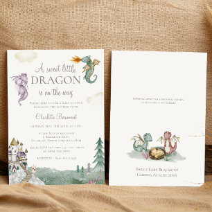 Invitation Boho Storybook Dragon Sweet Little Baby shower