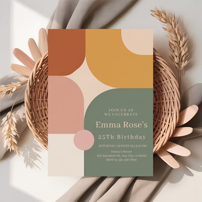 Invitation Boho Stripes Birthday Bash – Menthe & Orange (Créateur téléchargé)