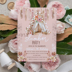 Invitation Boho Stwood Party Rose Élégant