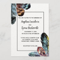 Boho Style aquarelle plumes mariage personnalisé