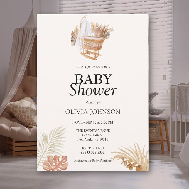 Invitation Boho Style Chic Bébé de Genre Neutre Fête Prénatal (Créateur téléchargé)