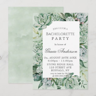 Invitation Boho Succulent verdure Bachelorette Party