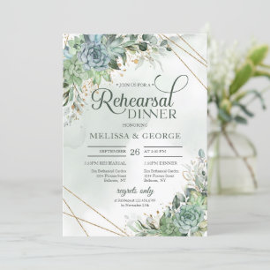 Invitation Boho succulents eucalyptus or cadre répétition