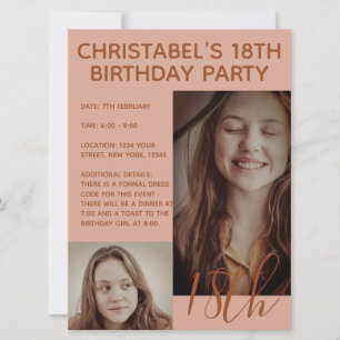 Invitation Boho Summer Brown rose tendance fête d'anniversair