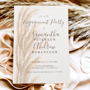 Invitation Boho summer pampas grass watercolor engagement