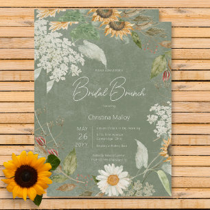 Invitation Boho Summer Sunflower & Daisy Green Bridal Brunch