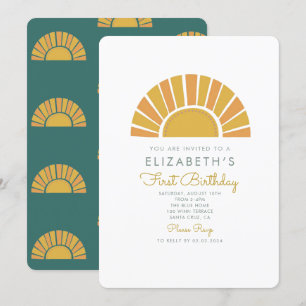 Invitation Boho Sun Colorful Baby 1er anniversaire