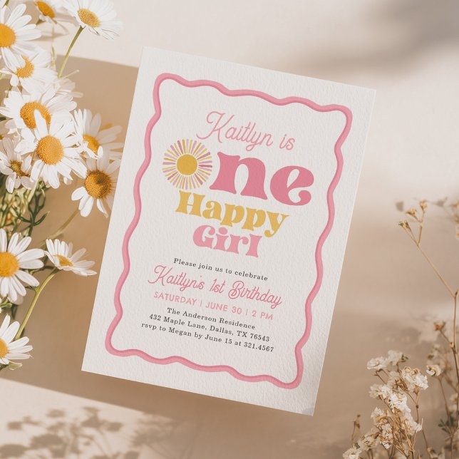 Invitation Boho Sun One Joyeuse Fille 1er Anniversaire (Créateur téléchargé)