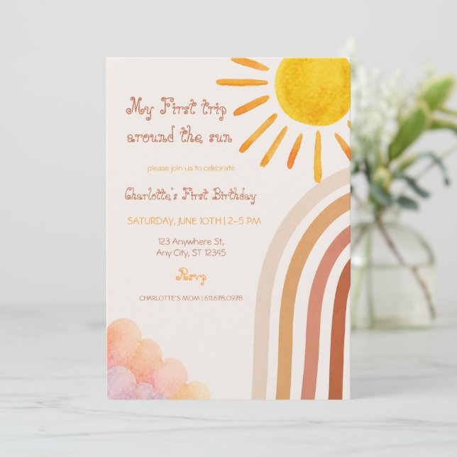 Invitation Boho Sun Premier Anniversaire Tour du Soleil (Debout devant)