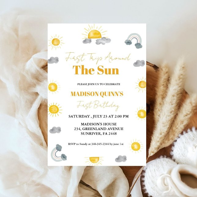 Invitation Boho Sun Premier voyage autour du soleil 1er anniv (Créateur téléchargé)