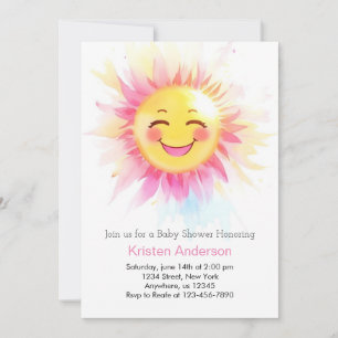 Invitation Boho Sunflower Blooms Baby shower fille