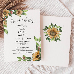 Invitation Boho Sunflower Brunch Et Fête des mariées Bubbly