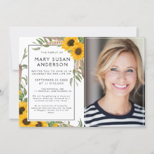 Invitation Boho Sunflower Célébration de la vie Photo