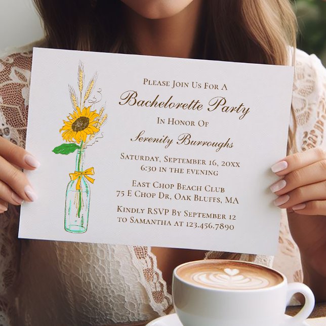 Invitation Boho Sunflower Country Jaune Floral Bachelorette (Créateur téléchargé)