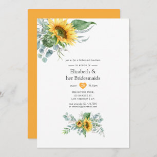 Invitation Boho Sunflower Eucalyptus Bridesservantes Déjeuner
