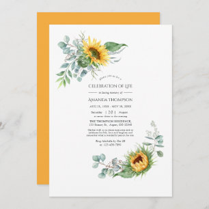 Invitation Boho Sunflower Eucalyptus Célébration de la vie In