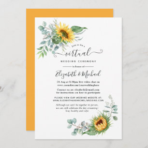Invitation Boho Sunflower Eucalyptus Mariage virtuel en ligne