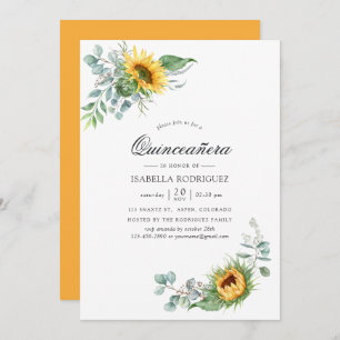 Invitation Boho Sunflower Eucalyptus Quinceañera