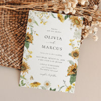 Boho Sunflower Golden Rays Floral Elégant Mariage