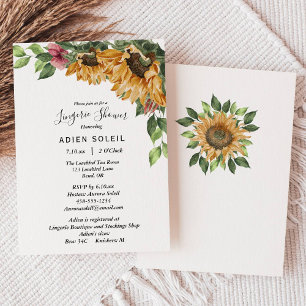 Invitation Boho Sunflower Rustique Fleur sauvage Lingerie Dou