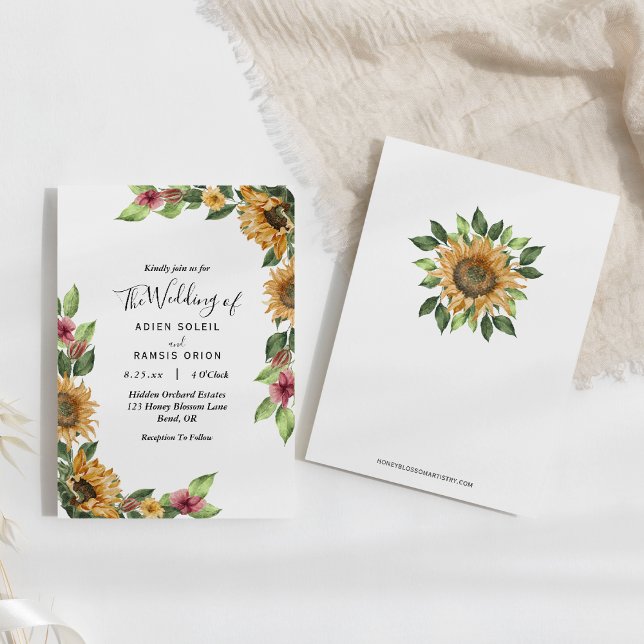 Invitation Boho Sunflower Rustique Mariage Fleur sauvage (Créateur téléchargé)
