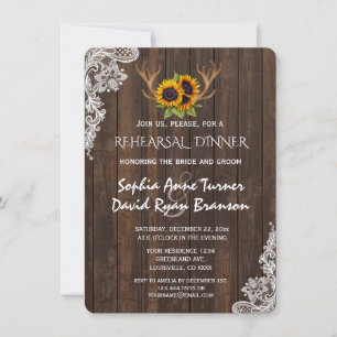Invitation Boho Sunflowers Antlers Dîner de répétition en den