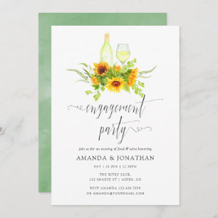 Invitation Boho Sunflowers Engagement Party Dégustation de vi