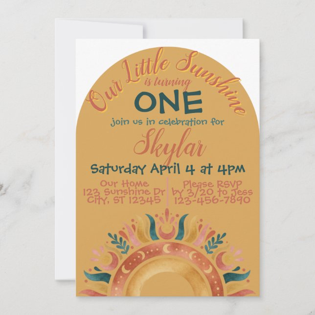 Invitation Boho Sunshine anniversaire (Devant)