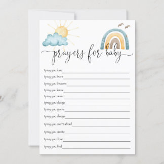 Invitation Boho Sunshine Prières Pour Baby Activity Card