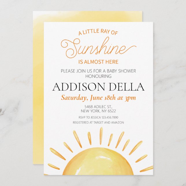 Invitation Boho Sunshine Soleil Thème Garçon Baby shower fill (Devant / Derrière)