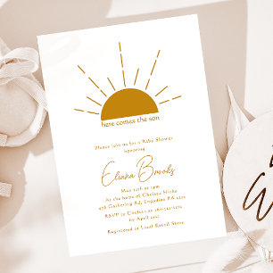 Invitation Boho Sunshine Voici Le Baby shower Fils
