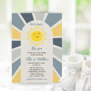 Invitation Boho Sunshine Voici Le Baby shower Fils