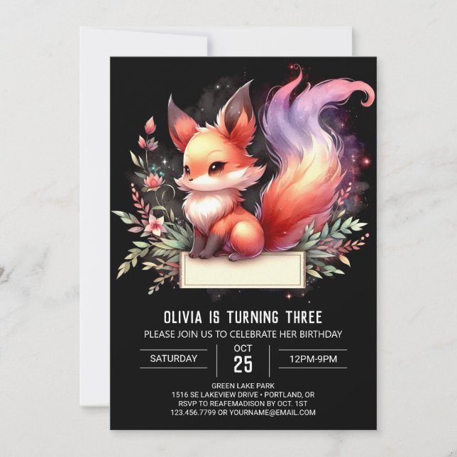 Invitation Boho Sweet Fox Anniversaire numérique (Devant)