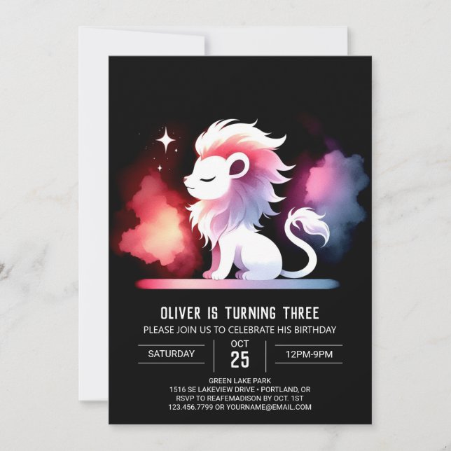 Invitation Boho Sweet Lion Anniversaire (Devant)