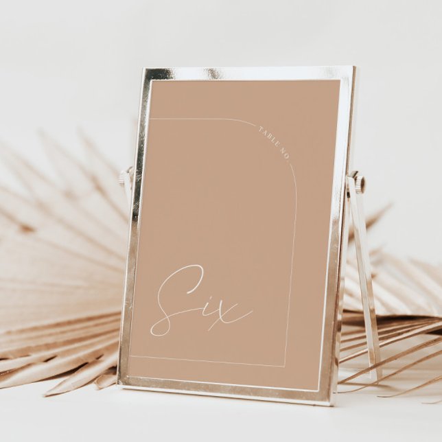 Invitation Boho Tan Arch Tableau Six Nombre De Table (Modern Boho Tan Arch Table Six Table Number)