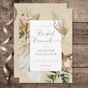 Invitation Boho Tan Floral Grass Bridal Brunch