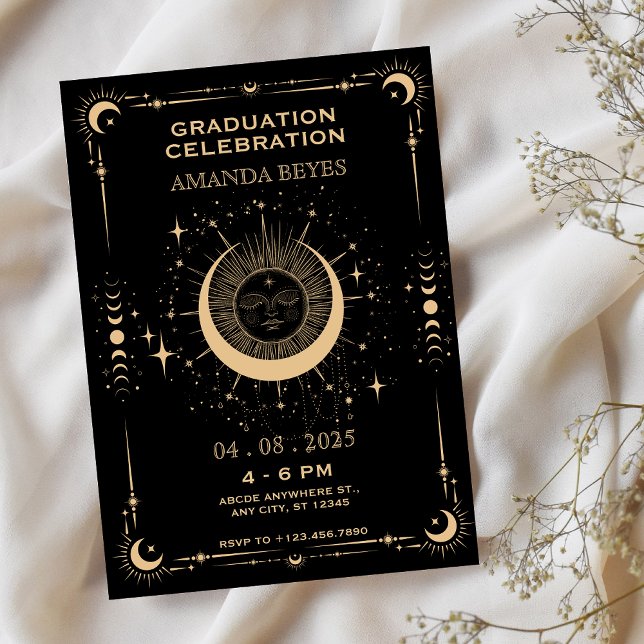 Invitation Boho tarot lune soleil Graduation (Créateur téléchargé)