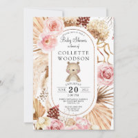 Boho Teddy Bear Floral rose & Palmetto Baby shower