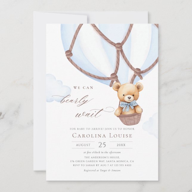Invitation Boho Teddy Bear Nous Pouvons Attendre Rapidement!  (Devant)