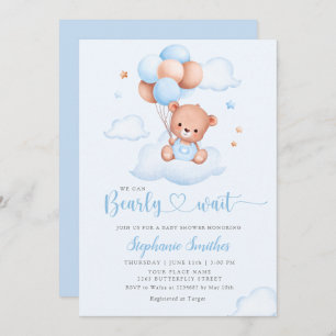 Invitation Boho Teddy Bear Nous Pouvons Bearly Wait Baby show