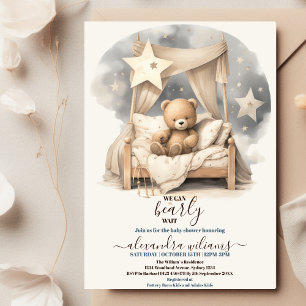 Invitation Boho Teddy Bear Nous Pouvons Bearly Wait Baby show