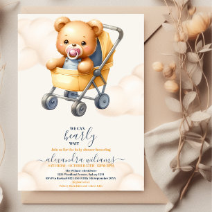 Invitation Boho Teddy Bear Nous Pouvons Bearly Wait Baby show