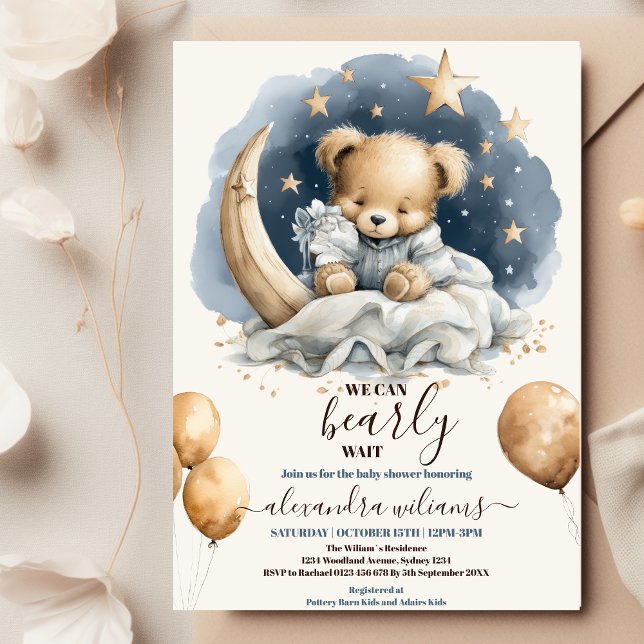 Invitation Boho Teddy Bear Nous Pouvons Bearly Wait Baby show (Créateur téléchargé)