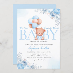 Invitation Boho Teddy Bear Nous Pouvons Bearly Wait Baby show