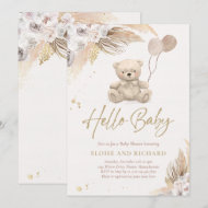 Invitation Boho Teddy Bear Sexe Baby shower neutre