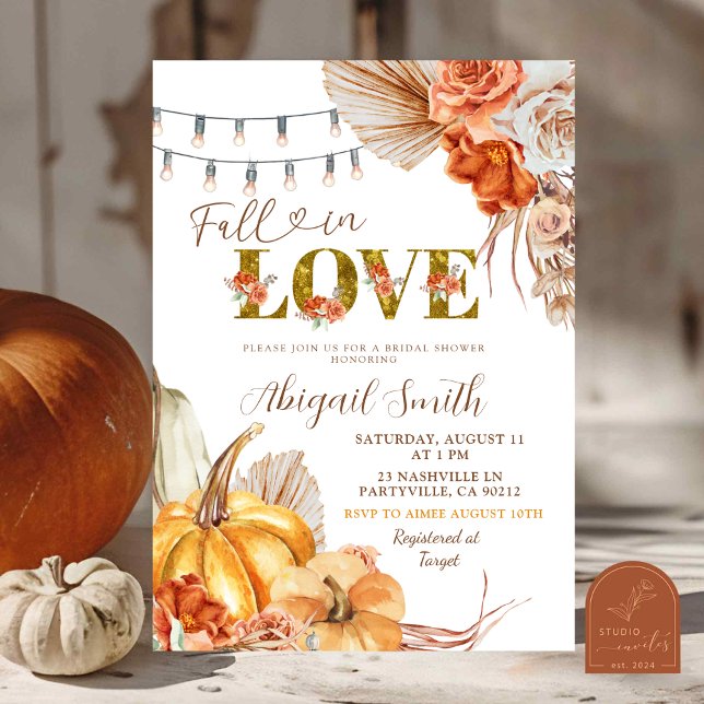 Invitation Boho Teracotta Citrouille Floral Fête de Mariage (Créateur téléchargé)
