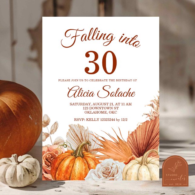 Invitation Boho Teracotta Citrouille Tombe dans Anniversaire (Créateur téléchargé)