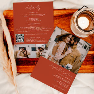 Invitation Boho terracotta 4 photo Qr tout en 1 mariage