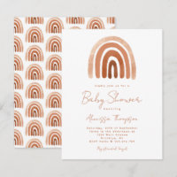 Boho Terracotta Aquarelle Rainbow Baby shower